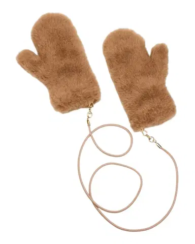 Max Mara Camel Teddy Fabric Mittens | Thumbnail 1 Max Mara Camel Teddy Fabric Mittens | Thumbnail 1