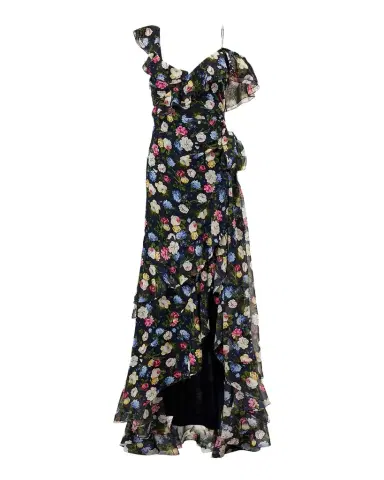 Carolina Herrera Floral-Print Silk Chiffon Asymmetric Ruffle Gown | Thumbnail 1 Carolina Herrera Floral-Print Silk Chiffon Asymmetric Ruffle Gown | Thumbnail 1