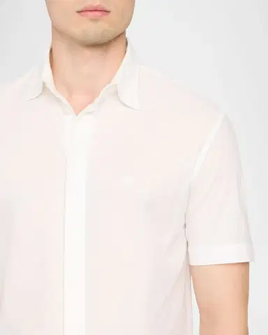 Emporio Armani Men's Cotton Concealed Placket Short-Sleeve Shirt | Thumbnail 3