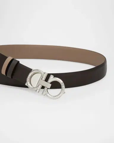 Ferragamo Reversible Leather Hammered Gancini Belt | Thumbnail 2