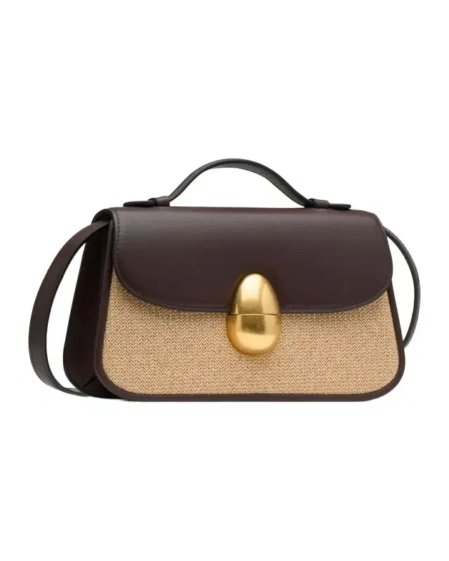Neous Phoenix 1.0 Raffia & Leather Top Handle Bag