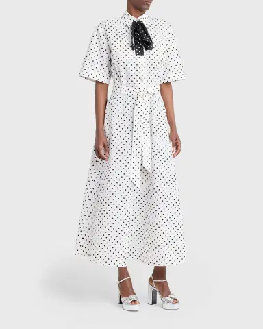 Valentino Garavani Polkadot-Print Cotton Neck-Scarf Midi Shirtdress | Thumbnail 3 Valentino Garavani Polkadot-Print Cotton Neck-Scarf Midi Shirtdress | Thumbnail 3