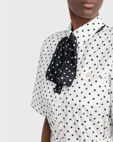 Valentino Garavani Polkadot-Print Cotton Neck-Scarf Midi Shirtdress | Thumbnail 4 Valentino Garavani Polkadot-Print Cotton Neck-Scarf Midi Shirtdress | Thumbnail 4