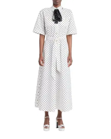Valentino Garavani Polkadot-Print Cotton Neck-Scarf Midi Shirtdress | Thumbnail 1 Valentino Garavani Polkadot-Print Cotton Neck-Scarf Midi Shirtdress | Thumbnail 1