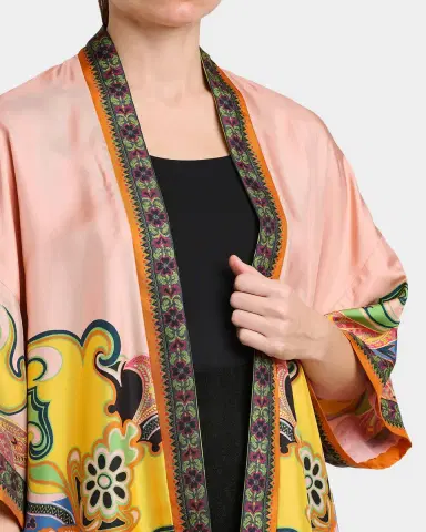 Etro Kesa Printed Silk Short-Sleeve Open Jacket | Thumbnail 4 Etro Kesa Printed Silk Short-Sleeve Open Jacket | Thumbnail 4