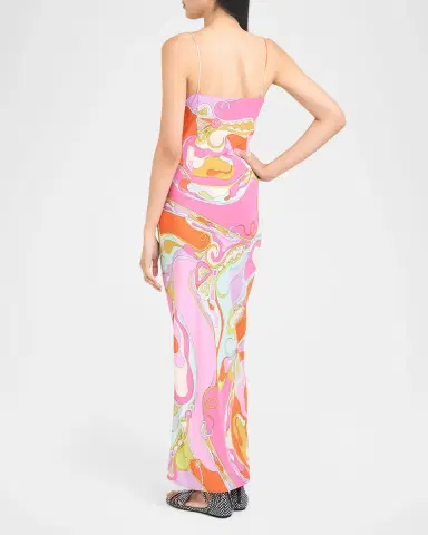 PUCCI Orchidee Silk Crepe De Chine Maxi Dress | Thumbnail 2