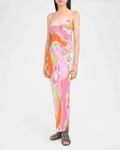 PUCCI Orchidee Silk Crepe De Chine Maxi Dress | Thumbnail 3