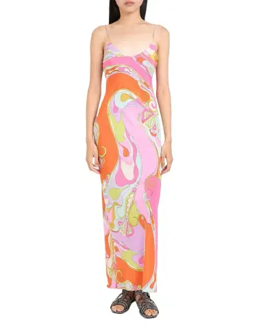 PUCCI Orchidee Silk Crepe De Chine Maxi Dress | Thumbnail 1