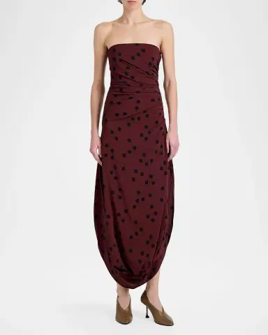 Proenza Schouler Nayara Printed Dot Stetch Viscose Dress | Thumbnail 2 Proenza Schouler Nayara Printed Dot Stetch Viscose Dress | Thumbnail 2