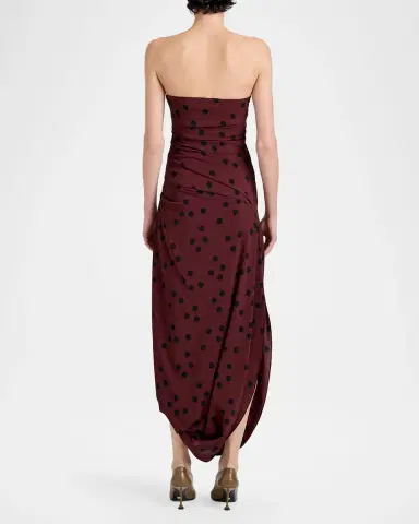 Proenza Schouler Nayara Printed Dot Stetch Viscose Dress | Thumbnail 3 Proenza Schouler Nayara Printed Dot Stetch Viscose Dress | Thumbnail 3