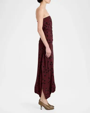 Proenza Schouler Nayara Printed Dot Stetch Viscose Dress | Thumbnail 4 Proenza Schouler Nayara Printed Dot Stetch Viscose Dress | Thumbnail 4