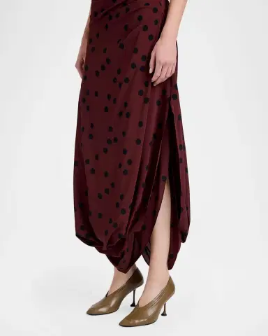 Proenza Schouler Nayara Printed Dot Stetch Viscose Dress | Thumbnail 5 Proenza Schouler Nayara Printed Dot Stetch Viscose Dress | Thumbnail 5
