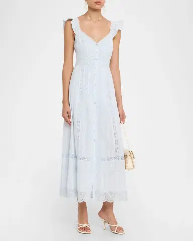 LoveShackFancy Kailette Button-Front Maxi Dress | Thumbnail 3