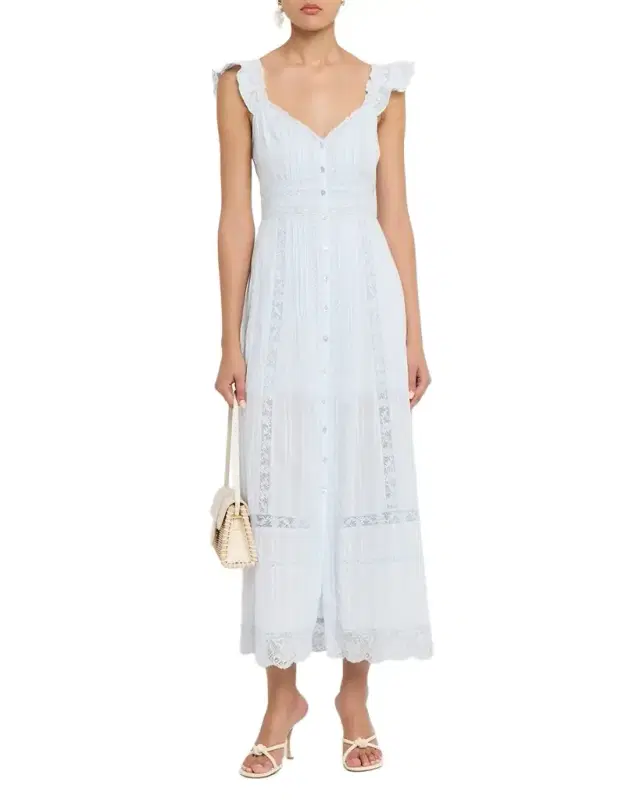 LoveShackFancy Kailette Button-Front Maxi Dress