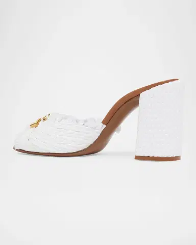 Dolce & Gabbana 85mm DG Raffia Peep-Toe Slide Sandals | Thumbnail 3