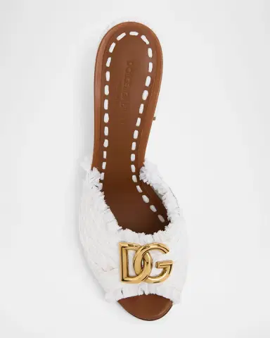 Dolce & Gabbana 85mm DG Raffia Peep-Toe Slide Sandals | Thumbnail 5