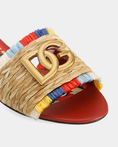 Dolce & Gabbana Braided Raffia DG Slide Sandals | Thumbnail 2 Dolce & Gabbana Braided Raffia DG Slide Sandals | Thumbnail 2