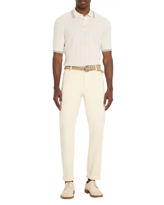 Brunello Cucinelli Men 's Cotton Textured Rib Knit Polo Shirt