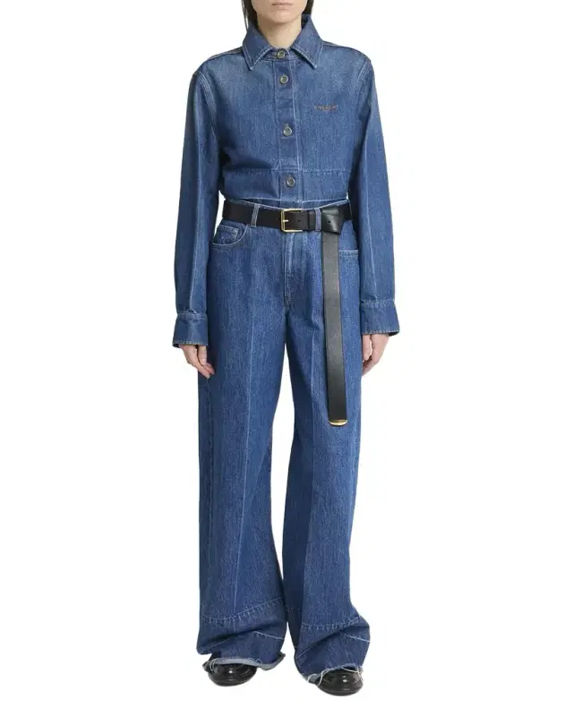 Givenchy Raw Edge Released Hem Wide-Leg Jeans