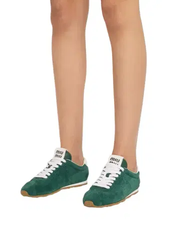 Miu Miu Suede Bicolor Retro Trainer Sneakers | Thumbnail 1 Miu Miu Suede Bicolor Retro Trainer Sneakers | Thumbnail 1