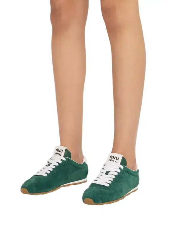 Miu Miu Suede Bicolor Retro Trainer Sneakers