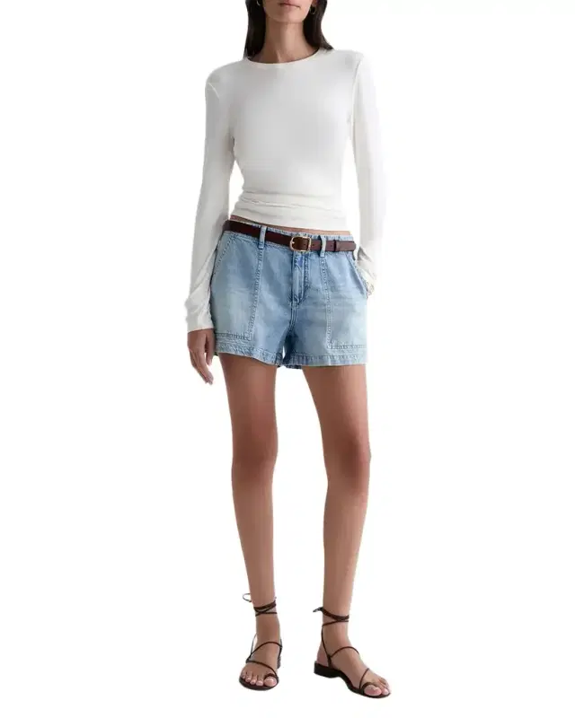 AG Jeans Analeigh Mid-Rise Utility Shorts