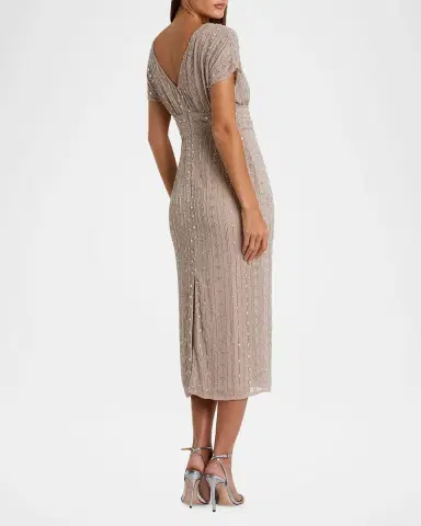 Mac Duggal Beaded Mesh Sheath Midi Dress | Thumbnail 2