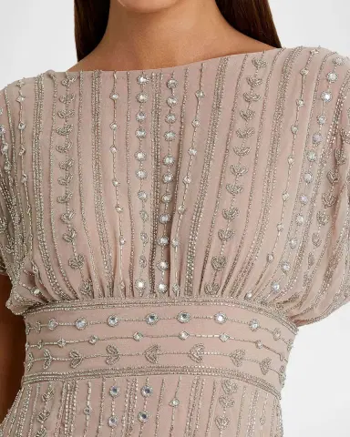 Mac Duggal Beaded Mesh Sheath Midi Dress | Thumbnail 3