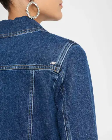 Cinq à Sept Lexie Gingham-Cuff Cropped Denim Jacket | Thumbnail 4 Cinq à Sept Lexie Gingham-Cuff Cropped Denim Jacket | Thumbnail 4