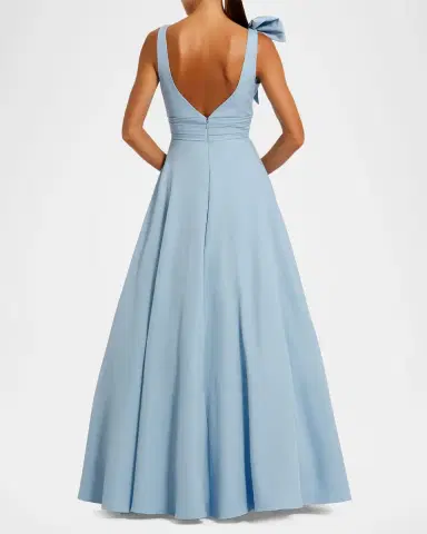 Mac Duggal Petite Sleeveless Shoulder-Bow Ball Gown | Thumbnail 2