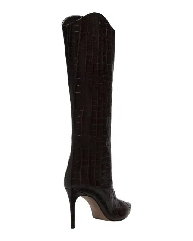Schutz 90mm Maryana Croc-Printed Leather Knee-High Boots