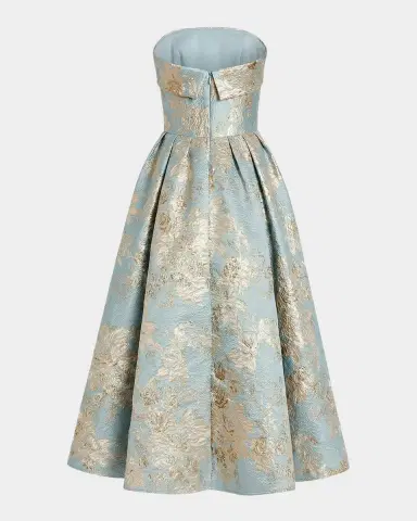 Mac Duggal Petite Strapless Floral Brocade Fit-and-Flare Midi Dress | Thumbnail 3 Mac Duggal Petite Strapless Floral Brocade Fit-and-Flare Midi Dress | Thumbnail 3