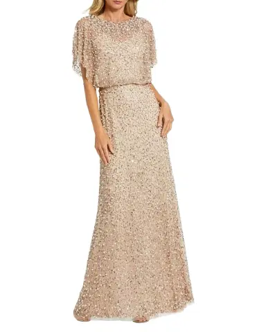 Mac Duggal Petite Beaded Blouson Column Gown | Thumbnail 1 Mac Duggal Petite Beaded Blouson Column Gown | Thumbnail 1