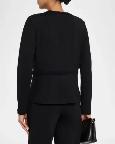 Misook Round Neck Cotton-Blend Jacket | Thumbnail 2 Misook Round Neck Cotton-Blend Jacket | Thumbnail 2