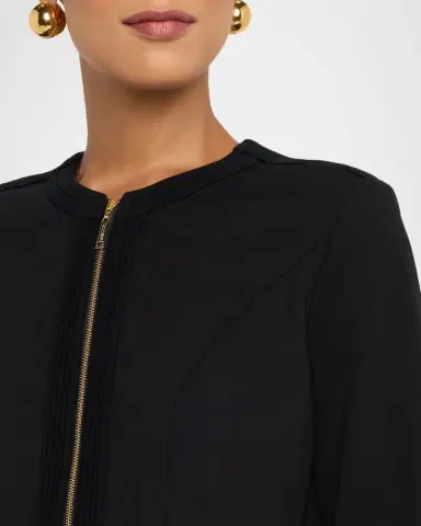 Misook Round Neck Cotton-Blend Jacket | Thumbnail 4 Misook Round Neck Cotton-Blend Jacket | Thumbnail 4