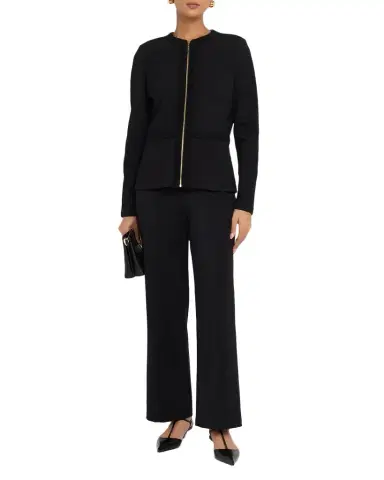 Misook Round Neck Cotton-Blend Jacket | Thumbnail 1 Misook Round Neck Cotton-Blend Jacket | Thumbnail 1