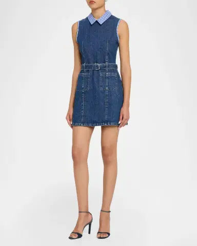 Cinq à Sept Kyra Sleeveless Belted Denim Mini Dress | Thumbnail 3