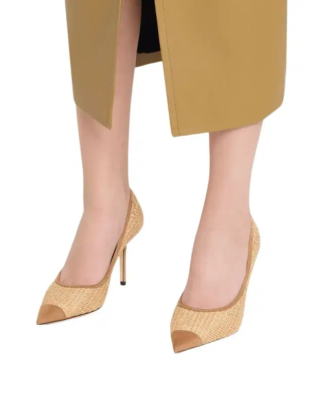 Jimmy Choo 85mm Love Raffia and Suede Pumps