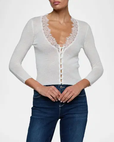 L'Agence Eluna Lace-Trim Cardigan | Thumbnail 3