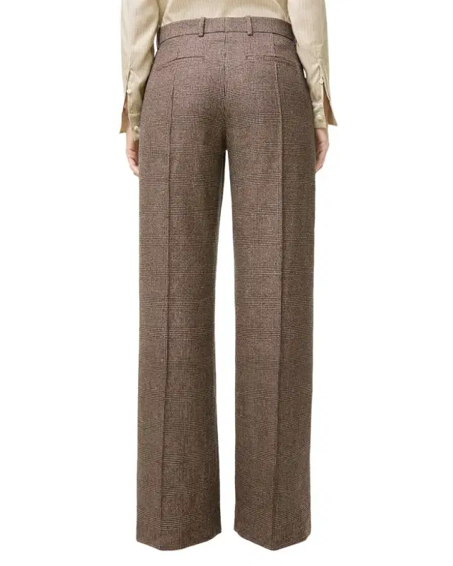 Burberry Rozalyn Check Pintuck Straight-Leg Trousers