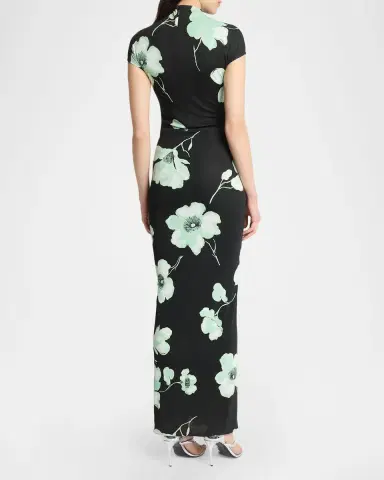 Alaïa Draped Floral-Print Jersey Maxi Dress | Thumbnail 2 Alaïa Draped Floral-Print Jersey Maxi Dress | Thumbnail 2