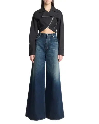 Alaïa Cropped Cotton Poplin Biker Jacket | Thumbnail 1 Alaïa Cropped Cotton Poplin Biker Jacket | Thumbnail 1