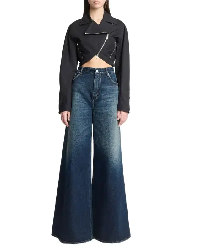 ALAÏA Cropped Cotton Poplin Biker Jacket