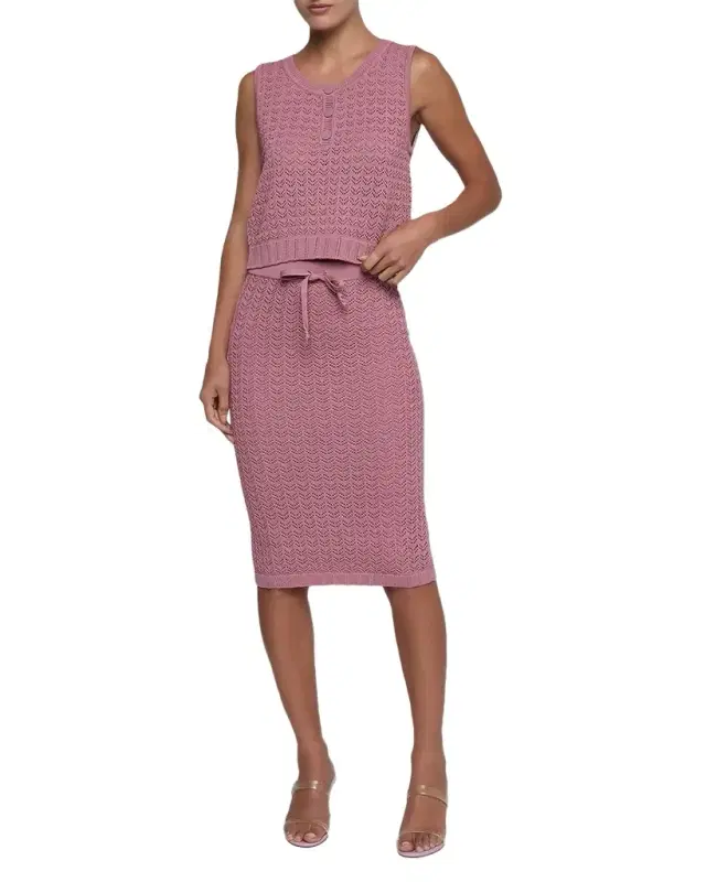 L 'Agence Carven Pointelle-Knit Henley Tank Top