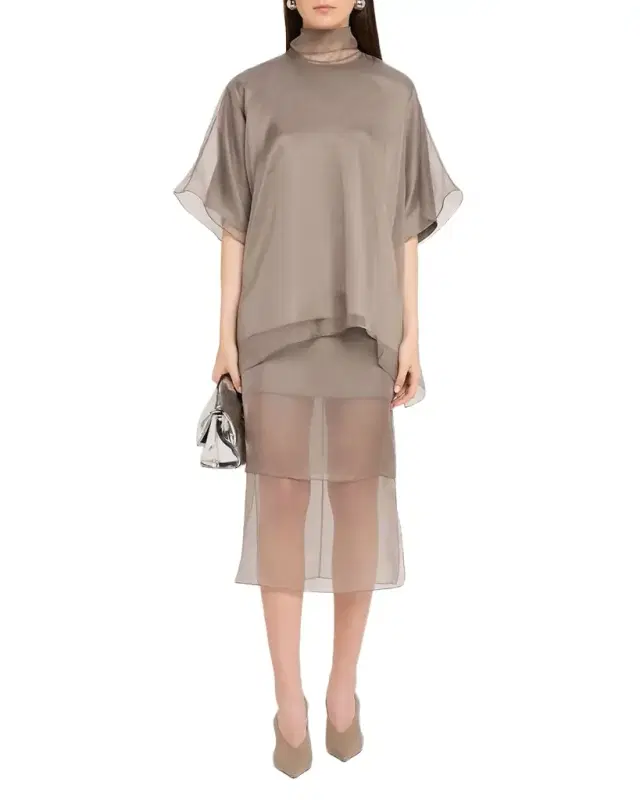 Cali Scarf-Neck Silk Organza Blouse