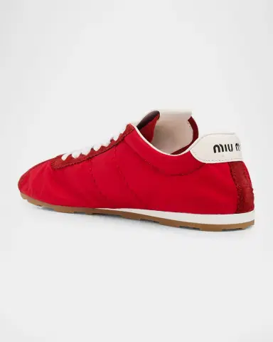 Miu Miu Low-Top Nylon & Suede Sneakers | Thumbnail 3