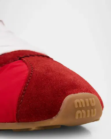 Miu Miu Low-Top Nylon & Suede Sneakers | Thumbnail 4