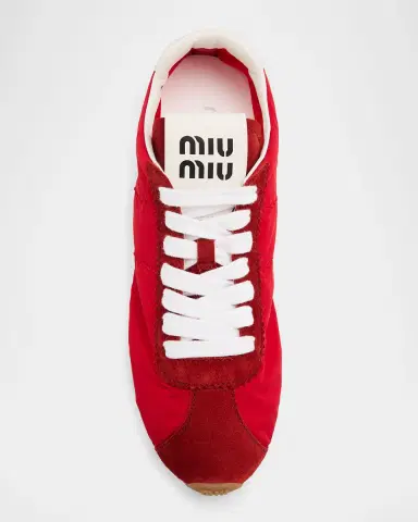 Miu Miu Low-Top Nylon & Suede Sneakers | Thumbnail 5