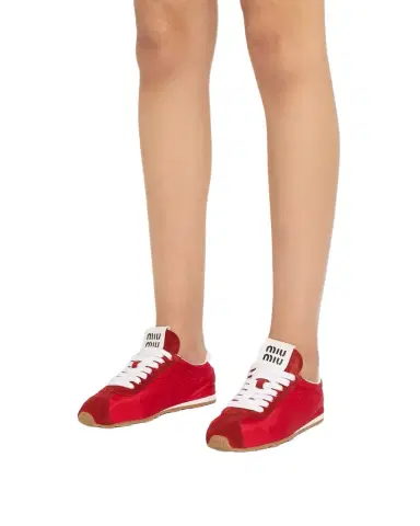 Miu Miu Low-Top Nylon & Suede Sneakers | Thumbnail 1