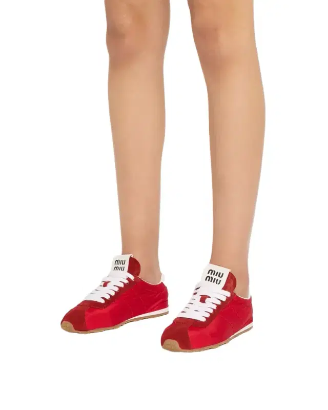Miu Miu Low-Top Nylon & Suede Sneakers